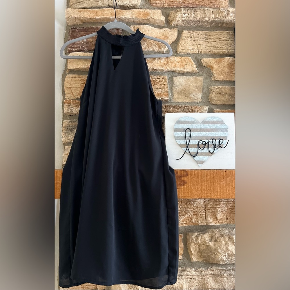 NWOT- Elegant Classic Midi Black Dress. Front and Back Cutout. Medium (M)